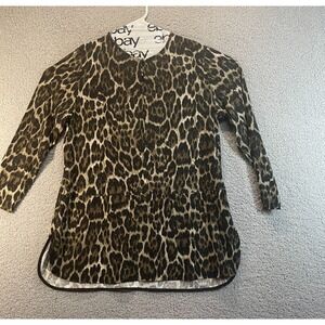 Anne‎ Klein Women's Leopard Print Stretch Pullover Large  Long Sleeve